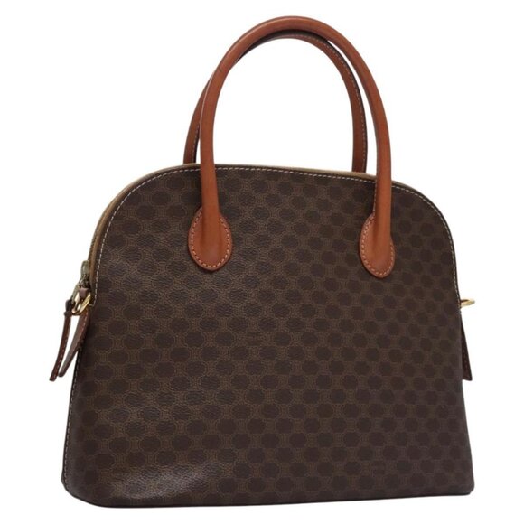CELINE Macadam Canvas Hand Bag PVC Leather Brown Gold Auth BA574 - Picture 1 of 16